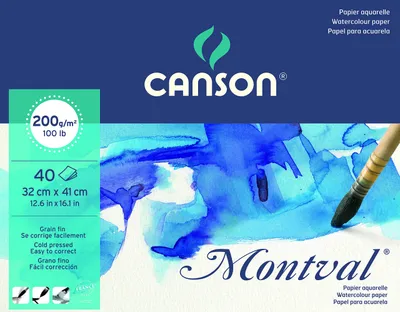 Productafbeelding van Canson 200807359 Montval aquarelpapier, 32 x 41 cm, natuurwit