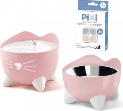 Obrázek produktu pro Pixi Fontána Combo | Pixi pítko pro kočky 2,5 l + miska, světle růžová + balení filtrů CH-7216