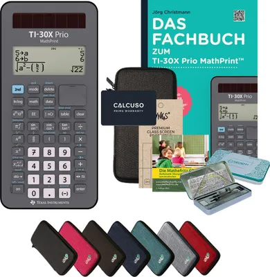 Produktbild von CALCUSO Streberpaket Dunkelgrau mit Taschenrechner TI-30X Prio MathPrint