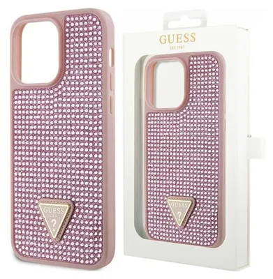 Obrázok produktu pre Guess Guhcp14Lhdgtpp Puzdro Pre Iphone 14 Pro - Ružový Trojuholník S Kamienkami