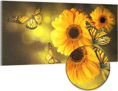 Produktbild von DEQORI Hybrid Leinwand Bild 100x50 cm 'Frühlingsfreude' Wandbild Glas flach modern
