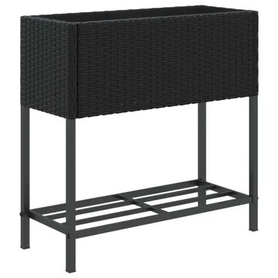 Produktbild von vidaXL Pflanzkübel mit Ablage Schwarz Poly Rattan