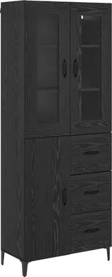 Productafbeelding van Highboard met lade Zwart Eiken 69,5 x 34 x 180 cm Bewerkt hout