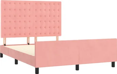 Produktbild von vidaXL Bettgestell mit Kopfteil Rosa 140x190 cm Samt