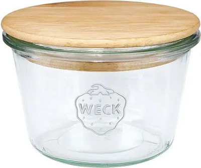 Image de Bocal Weck Conique 370ml Bois Conservation élégante Avec Couvercle Bois - Weck