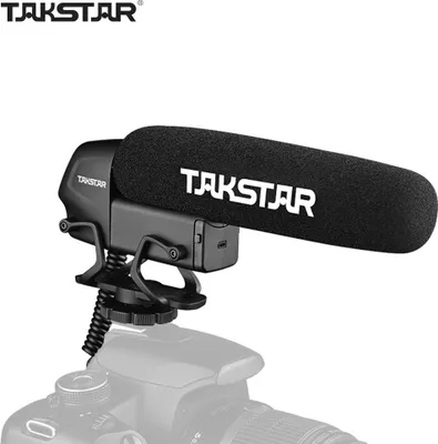 Produktbild von TAKSTAR SGC-600 On-Camera-Kondensator Interview Mikrofon Mikrofon Superniere 3-Stufen-Verstaerkungsregelung Low-Cut-Schalter 3,5-mm-Stecker mit Windschutzscheibe Kaltschuhhalterung Kompatibel mit DSLR-Kameras Camcordern