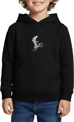 Produktbild von Spreadshirt BMX Farbklecks Bunt Kinder Premium Hoodie, 122/128 (6 Jahre), Schwarz