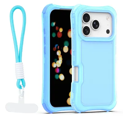 Zdjęcie produktu dla Nakładka Safepop Ze Smyczą Do Iphone 17 Pro 6,3" Niebieska