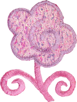 Produktbild von 1 Applikation Aufbügler Aufnäher, Motiv Blume mit Glitter, rosa