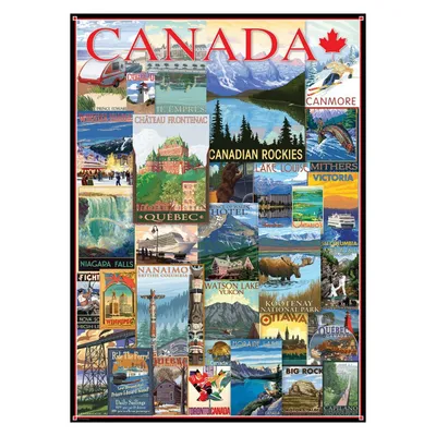 Image de Eurographics Puzzle Voyage Canada affiche vintage, 1000 pièces, 68 x 48 cm, 6000-0778
