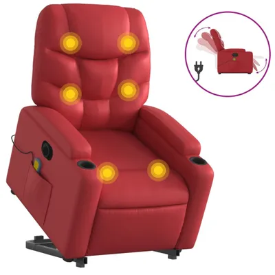 Immagine prodotto di Poltrona Alzapersona Reclinabile Elettrica Rossa in Pelle finta