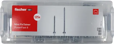 Productafbeelding van fischer 560094 fischer Holzschrauben-Sortiment Mini FixTainer PowerFast II - BC 560094 3,5/4/4,5/5 mm x 30/40/50/60/80 mm, 125 St.