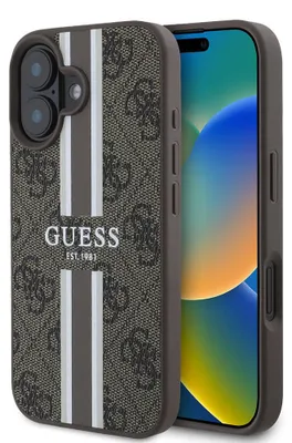 Image de Guess 4G Étui Magsafe à rayures imprimées pour Iphone 16 Plus - Marron