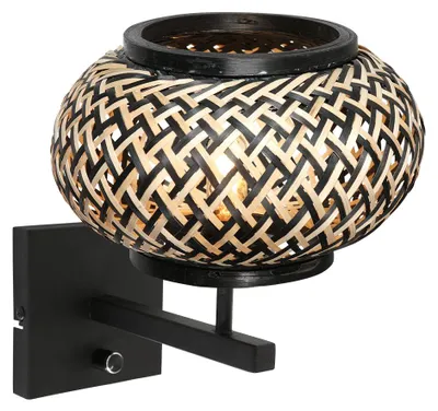 Zdjęcie produktu dla Kinkiet - czarny - Stang - bambus metal - lampka łóżkowa - E27 - 4459ZW - Steinhauer
