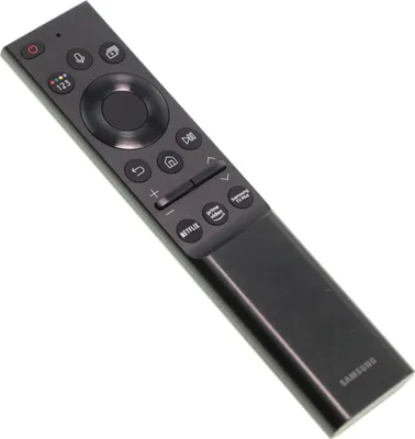 A black Samsung remote control is shown against a white background.