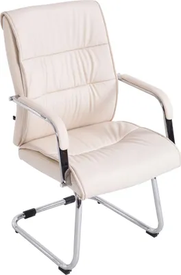 Produktbild von TPFLiving Besucherstuhl Siva Kunstleder Gestell Metall in Chromoptik creme