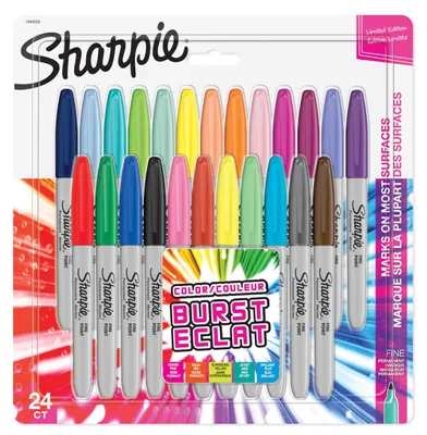 Obrázok produktu pre Sharpie Fine, 24 kusov, Viacfarebný, Tenký hrot, Šedá, Viacfarebný, Kolo, Jemná