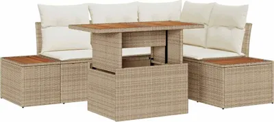 Image de Ensemble de canapés de jardin vidaXL, 5 pièces, beige et crème