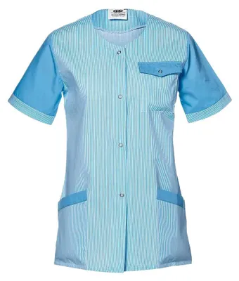 Productafbeelding van Sir Safety Roberta werkkleding, jas, 65% polyester, 35% katoen, wit/lichtblauw, maat XXXXS