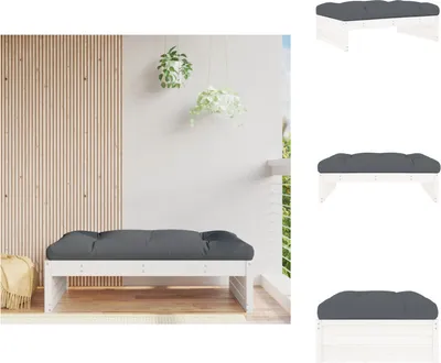 Produktbild von vidaXL Gartenhocker Weiß 120x80 cm Massivholz Kiefer - Gartensofaelemente
