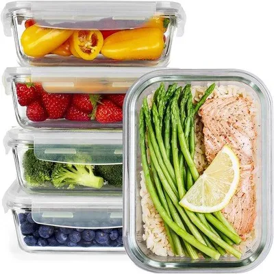 Produktbild von Famanu Mahlzeitvorbereitungscontainer - Lekfrei, Glas, Set von 5 - 82 cl