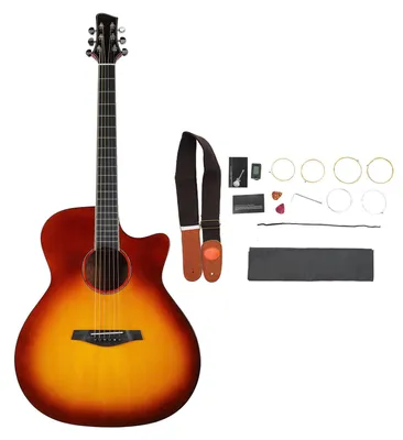 Produktbild von 40-Zoll-Akustikgitarre, Folk-Gitarre, Musikinstrumente, Geschenk für Kinder, Anfänger, Sonnenuntergangsfarbe