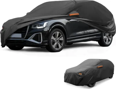 Image de Housse De Voiture ImpermšŠable Toutes Saisons Protection Contre Le Soleil Et La Pluie Pour Audi Q2 Film En Aluminium Noir Avec Bandes RšŠflšŠchissantes
