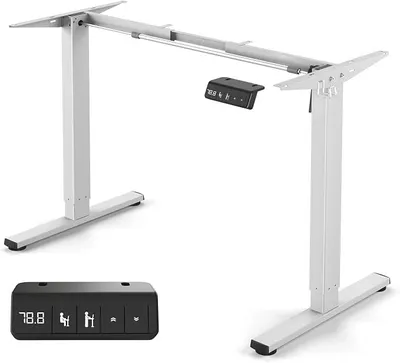 Imagen del producto de Escritorio de altura ajustable, eléctrico. Estructura de escritorio con motor potente, control de memoria y función anticolisión. 1 motor, color blanco