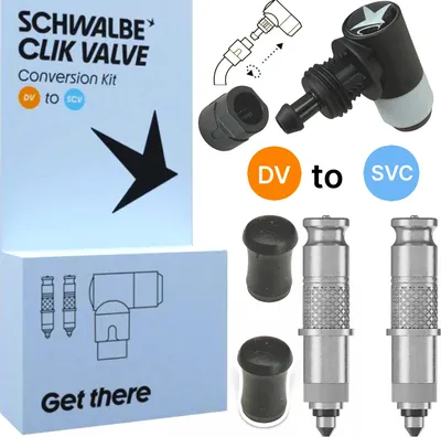 Produktbild von Schwalbe Fahrrad Clik Valve SCV System (DV) Dunlop Set (2St)+ Pumpenkopf