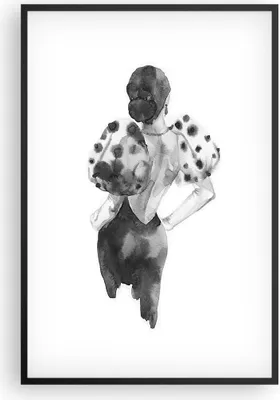 Produktbild von Gerahmtes Poster - Schwarzer Rahmen - Frau Aquarell Schwarz - 61x91,5 cm - Wand Bild - Wanddeko - Wandbilder - Kunstposter - Wandposter - Bilderrahmen - Bilder - Kunstdruck - P2BPA61x91-4805