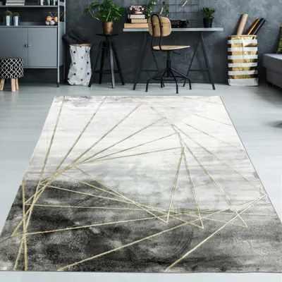 Zdjęcie produktu dla Dywan z wzorem marmuru i złotymi akcentami w kolorze szaro-złotym – wymiary: 200 x 290 cm