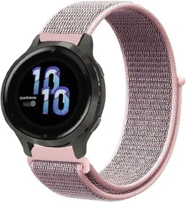 Produktbild von Nylonarmband passend für Garmin Vivoactive 4s / Vivomove 3s / Venu 2s / Venu 3s / Venu 4s – Rosa Sand