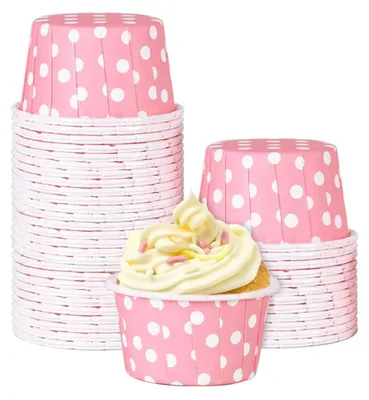 Productafbeelding van Cupcakevormpjes, mini, papier, 100 stuks, roze, 5 x 3,8 x 3 cm