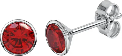Obrázek produktu pro Náušnice 925 stříbro rhodiované CZ červené 925/- stříbro rhodiované 1 cm zirkony