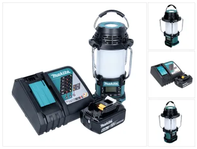 Zdjęcie produktu dla Makita DMR 056 RG1 radio bezprzewodowe 18 V FM DAB+ z latarką 360° IP65 + 1x akumulator 6,0 Ah + ładowarka