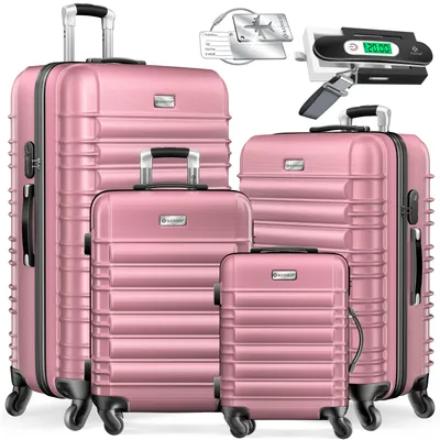 Produktbild von KESSER® 4tlg. Hartschalenkofferset Hartschalenkoffer Reisekoffer Set Reisekofferset Trolley Koffer Inkl. Kofferwaage + Gepäckanhänger Rollkoffer Schloss 4 Rollen ABS-Hartschale Teleskopgriff S-M-L-XL