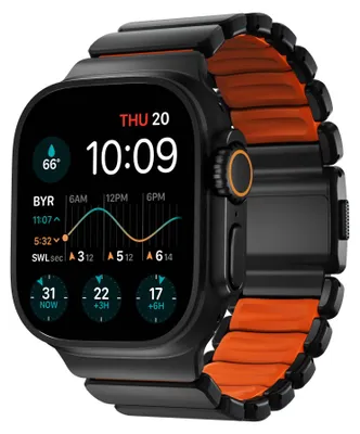 Produktbild von Nomad Stratos Titanium Armband für Apple Watch, (Series 1/2/3) 42/44/45/46/49mm, Schwarz/Rot