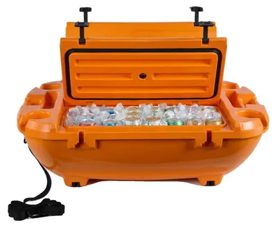 Immagine prodotto di VEVOR Refrigeratore galleggiante anfibio, 37,9 L. Refrigeratore galleggiante per bevande con scomparto asciutto e corda di traino per acqua e terraferma, contenitore termico anti-ribaltamento in LLDPE per piscina, fiumi, laghi, spiaggia, mare e feste, arancione