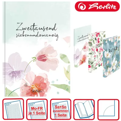 Produktbild von Herlitz Buchkalender A5 Rainbow 2027, Jahr / Motiv:2027 / Blumen pastell