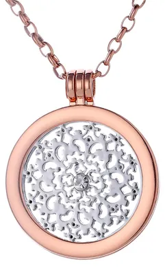 Produktbild von Morella Damen Halskette roségold 70 cm Edelstahl mit Anhänger und Coin 33 mm Zirkoniastein in Schmuckbeutel