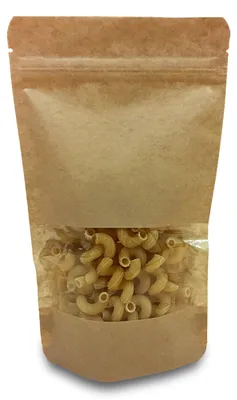 Produktbild von 100x Standbodenbeutel Kraftpapier braun mit Fenster 85x145x50mm 100ml