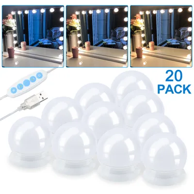 Obrázok produktu pre SWANEW LED zrkadlové svetlo DIY lampa USB svetlo na líčenie stmievateľné 10 LED 360° osvetlenie