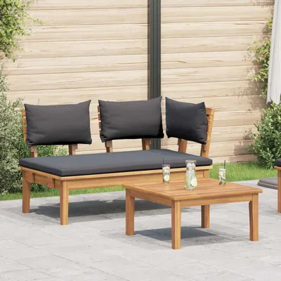 Produktbild von vidaXL Gartenbank und Tischset 2 stk. Grau und Braun Massivholz Teak