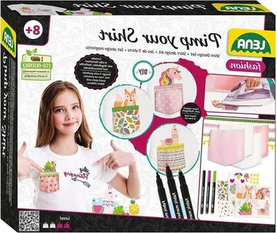 Image de Kit pour la création de t-shirts - Outils de dessin sur textile - Avec pinceaux et films à broder pour t-shirts et vêtements.