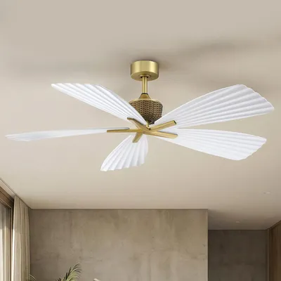 Image de Parrot Uncle Ventilateur Plafonnier 142cm, Blanc et Or, Télécommande