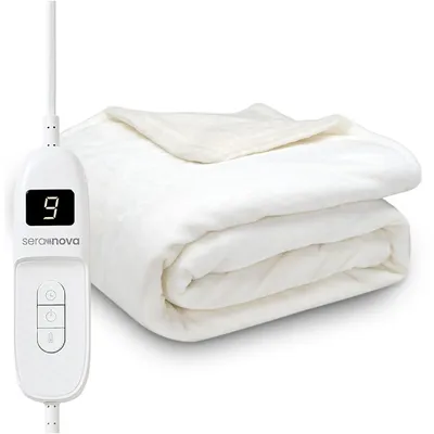 Produktbild von Seranova XXL Elektrische Heizdecke - 180x160cm - 9 Wärmestufen - Abschaltautomatik - waschbar - Kuschelige Wärmedecke - Weiß