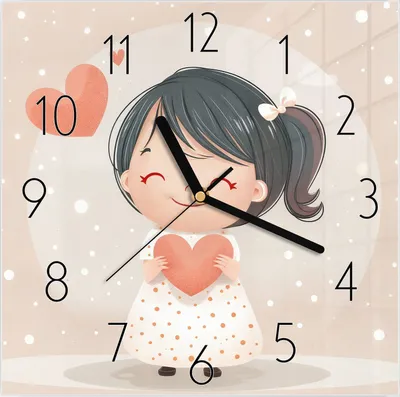 Produktbild von Wanduhr aus Glas mit Motiv Herziges Maedchen Herz- 30 x 30 cm - inkl. Aufhängesystem
