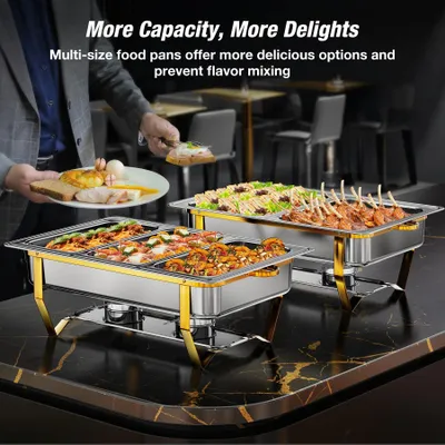 Produktbild von Chafing Dish Buffet Set - Rechteckiger Speisenwärmer - 2er Set 7,6 l - Edelstahl - Für Party, Bankett & Catering