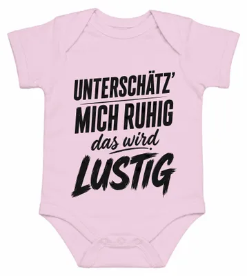Obrázok produktu pre Nebojte sa ma podceňovať, bude to zábavné. Sarkastické vyjadrenie, vtip. Dámske body pre bábätko, ružová farba, veľkosť 3/6 mesiacov