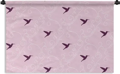 Produktbild von MuchoWow® Wandteppich Wandbehang Vogel - Muster - Rosa 60x40 cm Tapisserie Dekoration Wandtuch - Wanddekorationen